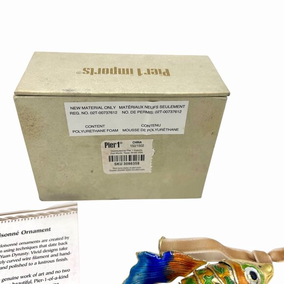PIER 1 CLLECTIBL 1 OF A KIND CLOISONNE ARTICULATED FISH CHRISTMAS ORNAMENT w BOX - Picture 9 of 11